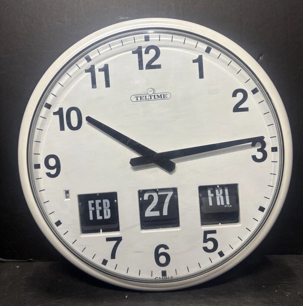 Jadco Teltime Large Wall Analogue automatic perpetual calendar Clock tested Work